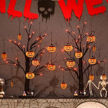 Load image into Gallery viewer, Eambrite Set of 2 Halloween Tree with 24 Orange LEDs Battery Operated Black Twig Tree with Pumpkin Ornaments Light up Halloween Decorations Indoor Spooky Party Decor Gifts for Kids (2pcs, 60cm/2ft)