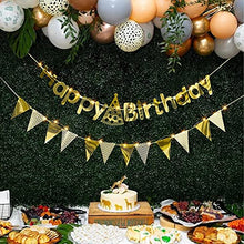Load image into Gallery viewer, EAMBRITE Gold Happy Birthday Banners Birthday Buntings with 16ft / 50 LEDs Fairy Lights Birthday Decorations Kit Party Supplies for Birthday Party Décor