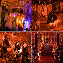 Load image into Gallery viewer, Vanthylit Halloween Lights Outdoor, 82FT 200 LED Halloween String Lights with Music, Waterproof Orange Lights Plug in Motion Sensor Halloween Decorations