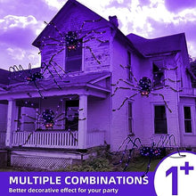 Load image into Gallery viewer, EAMBRITE 5FT Halloween Giant Spider, Light Up Spider Outdoor with 84LT Purple Lights, Black Scary Spider Halloween Decorations for Yard Haunted House Window Party Porch Indoor Outside Decor