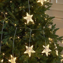 Load image into Gallery viewer, Eambrite Star Curtain String Lights with Twinkle Lights Warm White Window Fairy Lights with Waterproof Transformer Christmas Star Decoration Lights for Indoor and Outdoor Decoration