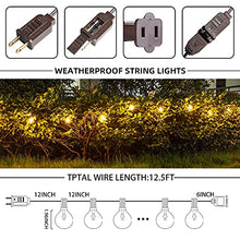 Load image into Gallery viewer, PEIDUO String Lights 12 FT G50 Globe Patio Lights with 12 Edison Glass Bulbs(1 Spare), Waterproof Connectable Hanging Light for Camper Backyard Porch Balcony Yard Party Decor