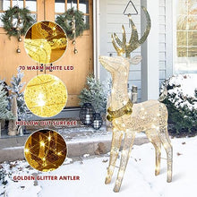 Load image into Gallery viewer, PEIDUO Garden Decor Lighted Reindeer with 70 Warm White Light, Patio Decor Light up Deer Decorations for Home Lawn Yard Garden Indoor Outdoor Decor Adapter Plug in