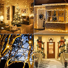Load image into Gallery viewer, PABIPABI Cluster String Lights 200LT Connectable 29.25FT 9 Modes Christmas Firecracker Fairy Lights Waterproof Indoor & Outdoor for Window Fence Garden Wedding Party Plug in (Warm White)