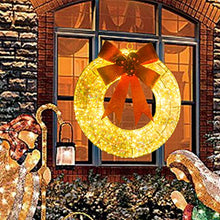 Load image into Gallery viewer, Christmas Decorations, Vanthylit Lighted Christmas Wreath with 18.5'' 400LT Warm White LED Metal Wreath Lights Frame Covered with Champagne Glittering Sequins for Christmas Home Wall Door Decoration
