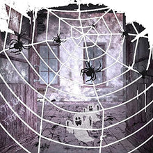 Load image into Gallery viewer, PABIPABI Halloween Giant Spider Web Decoration-9FT Round Fake Spider Elastic Belt Props for Indoor and Outdoor Halloween Decor Party Decoration (White)