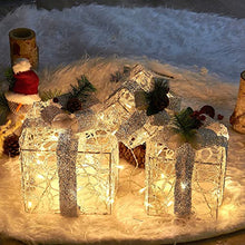 Load image into Gallery viewer, Christmas Decorations, Vanthylit Set of 3 Christmas Lighted Acrylic Gift Boxes with 48LT Warm White LED Plug in Transparent Present Boxes for Indoor Outdoor Use Christmas Yard Room Tree Decorations