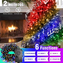 Load image into Gallery viewer, Eambrite Christmas Fairy Lights 20m 200 LED Multicolour String Lights Mains Powered with Christmas Music Sync Waterproof Outdoor Lights Decorations for Party Indoor Outdoor Garden - Green Cable