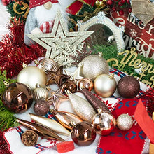 Load image into Gallery viewer, PEIDUO Christmas Ball Ornaments for Christmas Trees, 119 CT Shatterproof Christmas Tree Decorations, Gold Christmas Ornaments Set for Xmas, Holiday, Wreath and Party Decorations