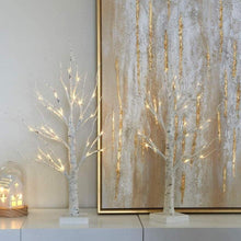 Load image into Gallery viewer, PEIDUO Set of 2 Interactive Lighted Birch Tree 2Ft Tabletop Birch Christmas Tree with Lights 24 Warm White LED Birch Tree Branches for Home Room Party Festival Wedding Christmas Decorations