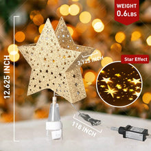 Load image into Gallery viewer, EAMBRITE Christmas Tree Topper, Star Tree Topper with Rotating Star Projector Lights, 3D Hollow Gold Tree Topper for Christmas Tree Decorations