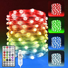 Load image into Gallery viewer, Eambrite Colour Changing Fairy Lights with 8 Lighting Modes 100 LEDs RGB String Lights USB Wire Light Waterproof for Bedroom Wedding Party (32FT/10m, Multi-Coloured)