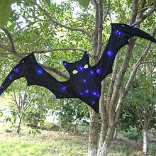 Load image into Gallery viewer, EAMBRITE Halloween Hanging Decorations Light up Bat with Purple Lights Mains Powered with Waterproof Transformer for Outdoor Indoor Haunted Housed Décor Gift for Kids (1.2m*0.4m)
