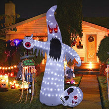 Load image into Gallery viewer, Vanthylit Halloween Inflatable White Ghost Outdoor Decoration with 10FT 220LT Build-in Cool White LED Lights,Blow Up White Ghost with Eye and Skull for Halloween Decorations Outdoor Yard Garden Lawn