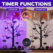 Load image into Gallery viewer, Halloween Tree, Black Halloween Decorations Indoor, 2FT Spooky Tabletop Trees Battery Operated with 24LED Purple Lights 8 Bat Hanging Ornaments, Halloween Centerpieces for Tables, Home, Room(2 Pack)