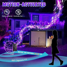Load image into Gallery viewer, Vanthylit Halloween Lights Outdoor, 82FT 200 LED Halloween String Lights with Music, Waterproof Purple Lights Plug in Motion Sensor for Halloween Decorations