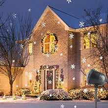 Load image into Gallery viewer, Vanthylit Christmas Snowflake Projector Light Remote Controlled Multi-Function Rotating for Xmas Moving Snowflake Points Landscape Lights for Home Yard Garden Wedding Show Club Pub