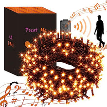 Load image into Gallery viewer, Vanthylit Halloween Lights Outdoor, 82FT 200 LED Halloween String Lights with Music, Waterproof Orange Lights Plug in Motion Sensor Halloween Decorations