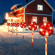 Load image into Gallery viewer, Christmas Decorations, Vanthylit 3PK Lollipops Peppermint Pathway Markers Lights with 48LT Multi-Functions Fairy Lights Christmas Lawn Candy Cane Stake Lights for Outdoor Decorations