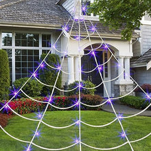 Load image into Gallery viewer, Eambrite Halloween Decorations Giant White Spider Web 9FT Round Fake Spiderweb Props for Indoor and Outdoor Halloween Decor Party Decoration (2.7m, White)