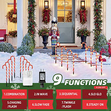 Load image into Gallery viewer, EAMBRITE Christmas Candy Cane Pathway Markers Lights 8 Pack Light Up Candy Cane Walkway Outside with 8 Modes Waterproof for Holiday Xmas Yard Garden Lawn Driveway Outdoor Decoration