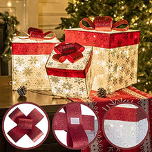 Load image into Gallery viewer, DELICHTER LED Weihnachtsdeko, 3× Silber Weiß Geschenkbox mit schleifen beleuchtet Geschenke beim Tannenbaum für Innen,zimmer,Wohnung