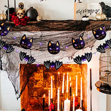 Load image into Gallery viewer, EAMBRITE 2PK Halloween String Lights,30 LED Black Cat Bat Banners Lights,Battery Operated Halloween Decorations Indoor