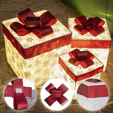 Load image into Gallery viewer, PEIDUO Christmas Lighted Gift Boxes, Set of 3, Outdoor Present Decorations, Under The Tree Packages for Indoor Holiday Party Weddings Yard and Home Ornament Décor