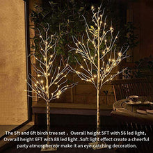 Load image into Gallery viewer, PABIPABI (Pack of 2) White Birch Tree with Lights Set 5FT 6FT Christmas Tree Lights Combo Kit Perfect for Indoor Outdoor Home Decor Holiday Party Wedding Thanksgiving & Christmas Decorations