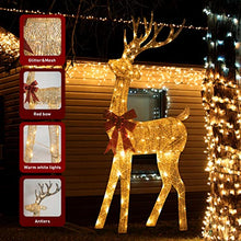 Load image into Gallery viewer, EAMBRITE Christmas Reindeer with Red Bow, 5FT Light Up Reindeer Outdoor Christmas Decorations for Yard Garden