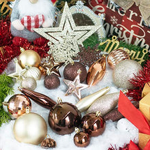 Load image into Gallery viewer, PEIDUO Christmas Ball Ornaments for Christmas Trees, 119 CT Shatterproof Christmas Tree Decorations, Gold Christmas Ornaments Set for Xmas, Holiday, Wreath and Party Decorations