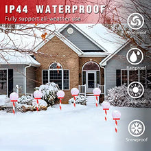 Load image into Gallery viewer, EAMBRITE 4PK RGB Ball Candy Cane Pathway Markers Light with Rotating Projector Waterproof Outdoor Stake Lights Decorative for Pond Garden Patio Landscape