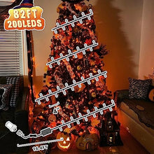 Load image into Gallery viewer, Vanthylit Halloween Lights Outdoor, 82FT 200 LED Halloween String Lights with Music, Waterproof Orange Lights Plug in Motion Sensor Halloween Decorations