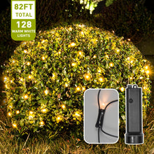 Load image into Gallery viewer, Eambrite Net Lights 0utdoor Battery Operated, 128 LEDs Net Fairy Lights Warm White, 8 Modes Mesh Christmas Lights for Topiary Ball Tree Holiday Decorations