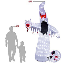 Load image into Gallery viewer, EAMBRITE 10FT 220LT Halloween Inflatable Ghost with Red Eyes Outdoor Blow Up Decoration for Halloween Party, Yard, Garden, Lawn
