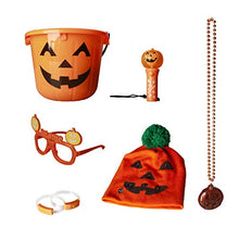 Load image into Gallery viewer, EAMBRITE 7 PCS Kids Halloween Ice bucket Set, Trick &amp; Treat Bucket with Led Halloween Pumpkin Glasses Pumpkin Hat Wristband and Pumpkin Cane, Halloween Play Set for Toddler Boys &amp; Girls
