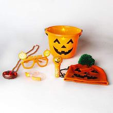 Load image into Gallery viewer, EAMBRITE 7 PCS Kids Halloween Ice bucket Set, Trick &amp; Treat Bucket with Led Halloween Pumpkin Glasses Pumpkin Hat Wristband and Pumpkin Cane, Halloween Play Set for Toddler Boys &amp; Girls
