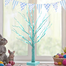 Load image into Gallery viewer, EAMBRITE Blue Easter Tree with Lights Easter Table Decorations Light up Hanukkah Tree Small Twig Tree Battery Operated with Timer for Home Party Spring Decor (2ft/60cm)
