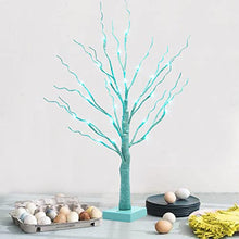 Load image into Gallery viewer, EAMBRITE Blue Easter Tree with Lights Easter Table Decorations Light up Hanukkah Tree Small Twig Tree Battery Operated with Timer for Home Party Spring Decor (2ft/60cm)
