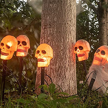 Load image into Gallery viewer, EAMBRITE 4PK 20LT Halloween Skull Pathway Lights End-connectable Skull Stake Lights Waterproof for Halloween Decorations Outdoor Yard Garden Party
