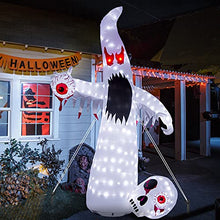 Load image into Gallery viewer, EAMBRITE Halloween Decorations 10FT Inflatable Ghost Outdoor Lights Mains Powered Blow up Yard Decorations Waterproof for Front Door Garden Lawn Party Décor
