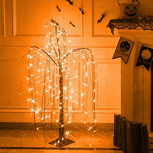 Load image into Gallery viewer, EAMBRITE 4FT Halloween Tree Black Halloween Willow Tree with Orange and Purple Lights Halloween Indoor Decorations for Home Party Festive Decor
