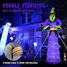 Load image into Gallery viewer, EAMBRITE 10 FT Halloween Inflatable Witch with 248LED Cool White Lights, Giant Scary Witch Blow Up Outdoor Halloween Decorations for Yard, Garden, Lawn, Party
