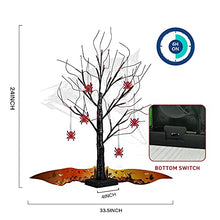 Load image into Gallery viewer, EAMBRITE 2FT Halloween Decorations Black Spooky Tree with 24 LED Red Lights and 6 Spiders for Halloween Decoration Battery Operated Indoor Decoration
