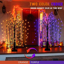 Load image into Gallery viewer, EAMBRITE 4FT Halloween Tree Black Halloween Willow Tree with Orange and Purple Lights Halloween Indoor Decorations for Home Party Festive Decor
