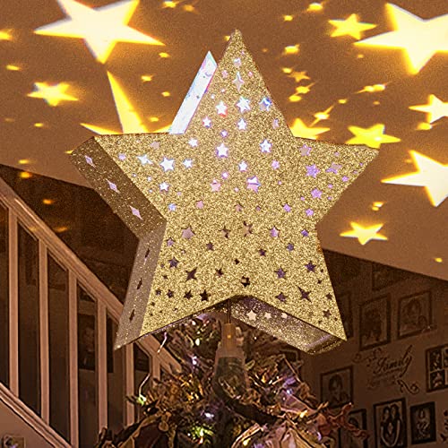 EAMBRITE Christmas Tree Topper, Star Tree Topper with Rotating Star Pr ...
