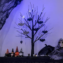 Load image into Gallery viewer, EAMBRITE 2FT Black Halloween Tree with Bats Purple Lights Battery Operated Spooky Decorations Indoor Small Twig Tree Gifts for Kids
