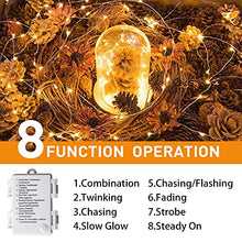 Load image into Gallery viewer, EAMBRITE Fairy Light Battery Operated with 8 Modes 50 LEDs String Lights Copper Wire Light Waterproof for Outdoor Garden Decor Indoor Wedding Party Bedroom Decorations (16ft, Warm White)
